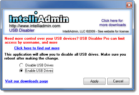 USB device enabler or disabler