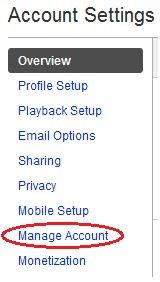 Youtube Manage Account
