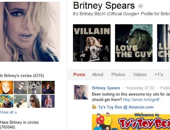 Britney spears on Google plus