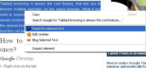 google text to speech reader on chrome