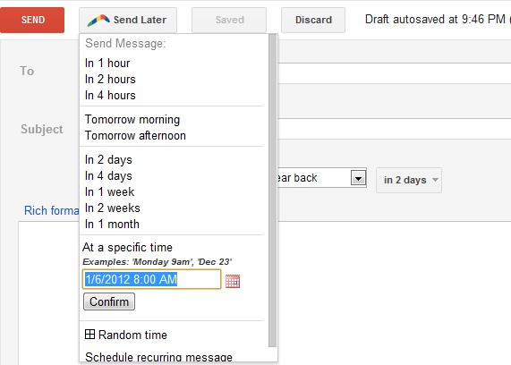 Schedule gmail messages