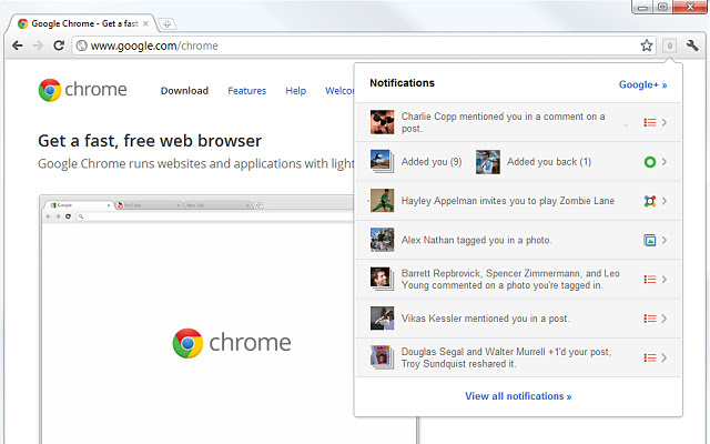 Google plus notifications right inside your chrome browser