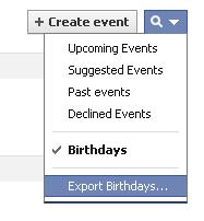 Export facebook birthdays