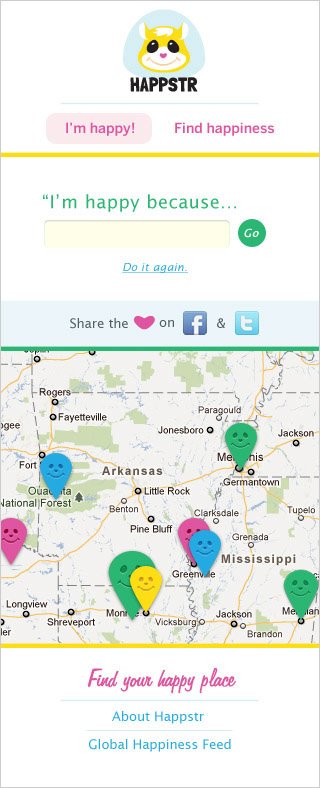 Happystr mobile application map