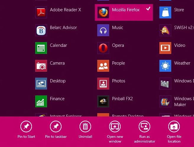 Windows 8 App pin it to start screen