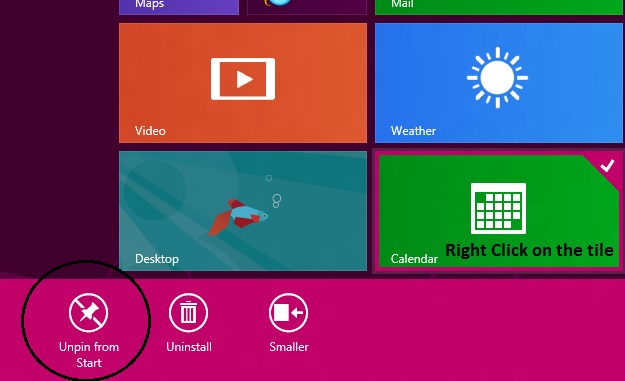 Windows 8 Unpin tile on start screen