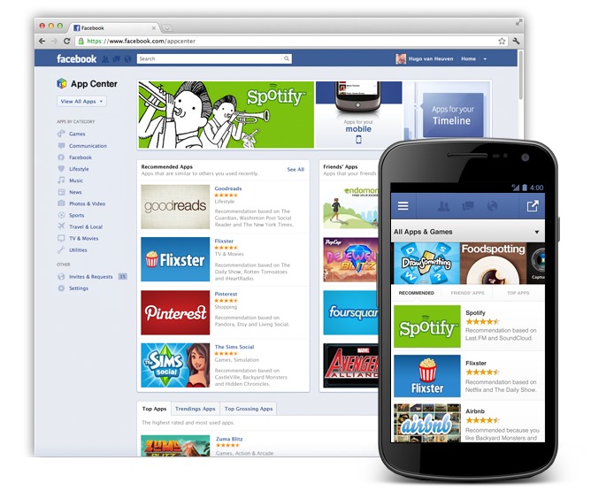 Facebook App Center like Google Play and Apple's App store