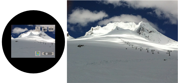 iPhone's viewfinder helps you to shoot pictures easily even on bright sunny day