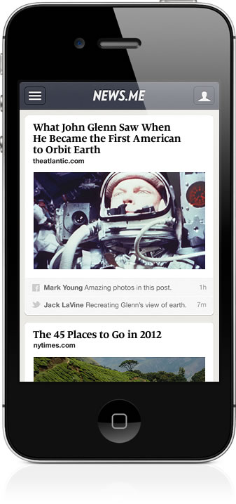 News.me, an iPhone app that pulls news that matters from Twitter and Facebook