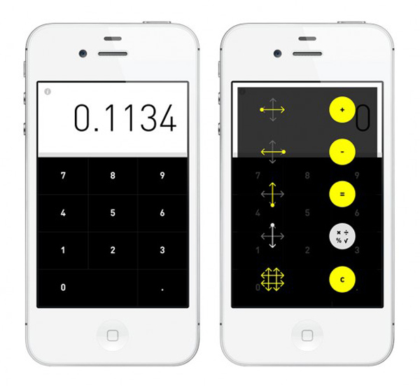 Rechner Calculator functions based on gestures