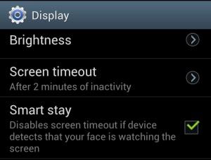 Smartstay will disable the screen timeout when your face is watching the screen