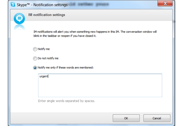 Change the Skype notification settings