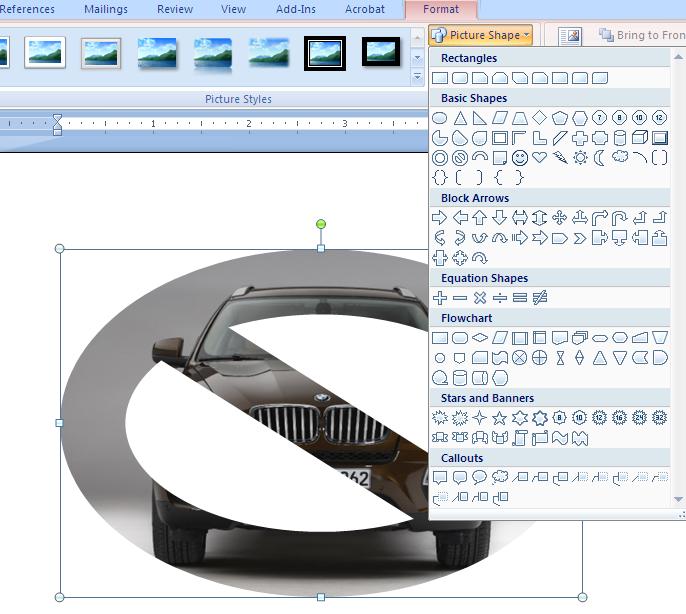 Embed an image inside a shape in Word