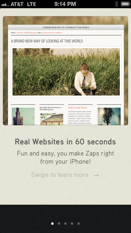 Zapd, an iPhone app for creating Instant websites