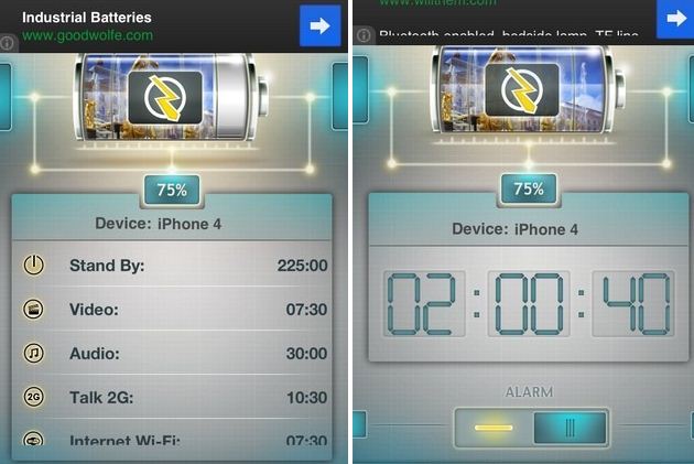 Battery app for iOS