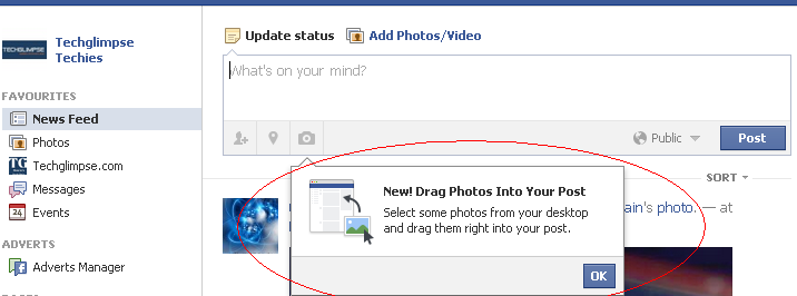 Drag and Drop a photo from desktop to Facebook