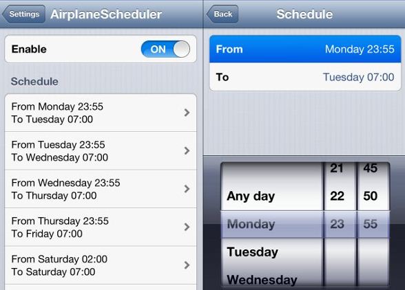 AirplaneScheduler Tweak for iOS