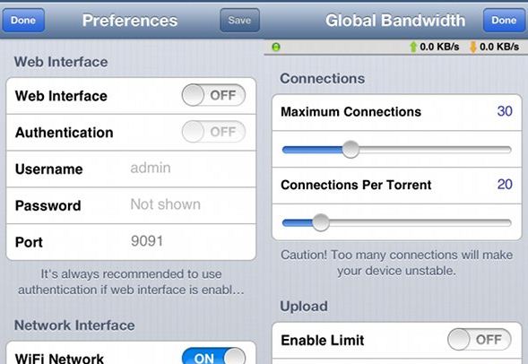 iTransmission a BitTorrent app for Jailbreak users