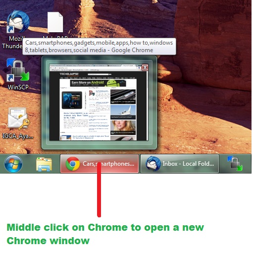 Middle click on application in Taskbar to open a new window