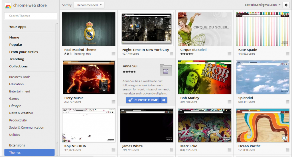 Google Chrome Web store Themes