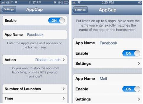 AppCapPro cydia app to place app limits