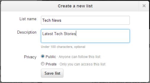create new list twitter