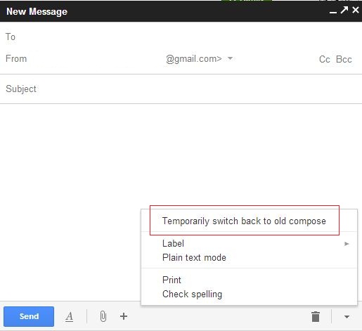 Switch to Old Gmail compose window