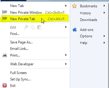 Private Tab Firefox Add-on