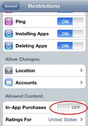 Turn Off In-App Purchases in iOS