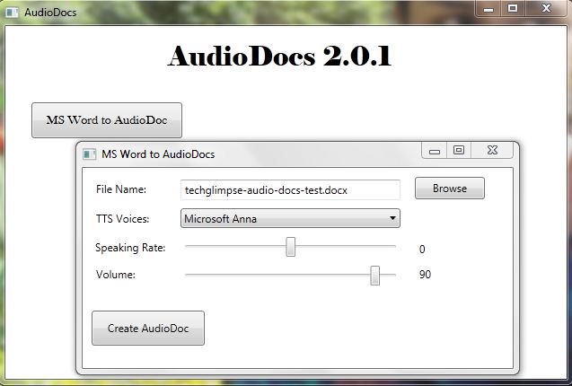 Text to Speech using AudioDocs