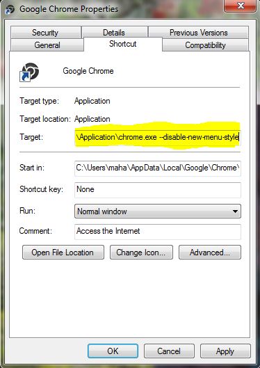 Change Chrome right-click menu style