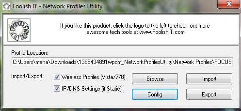 Network Profiles Utility for Windows