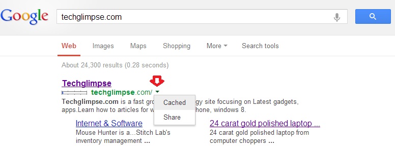 Cached pages in Google