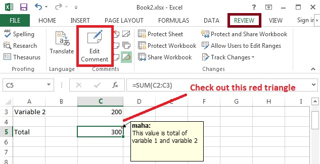 Add a comment to a cell in Excel