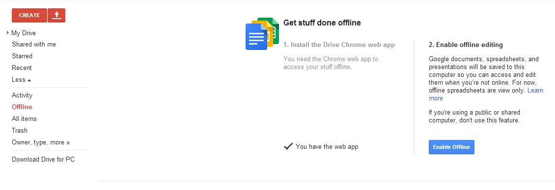 google docs offline