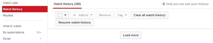 youtube watch history resume