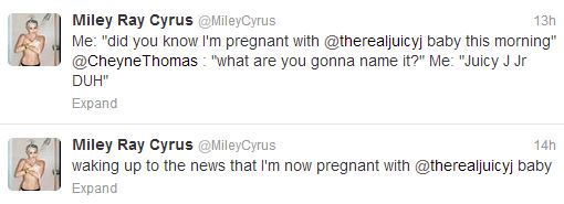 miley ray cyrus twitter pregnant