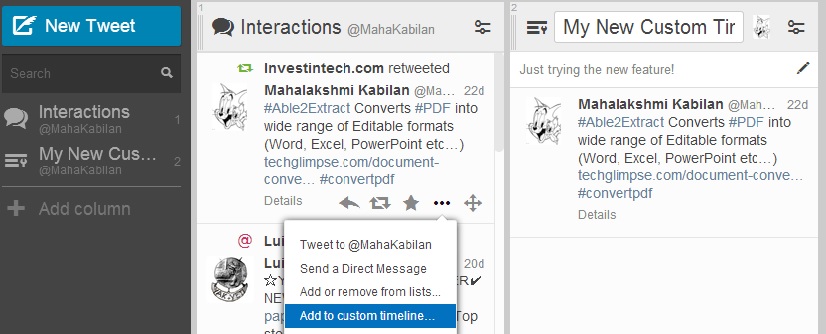 add custom timeline twitter