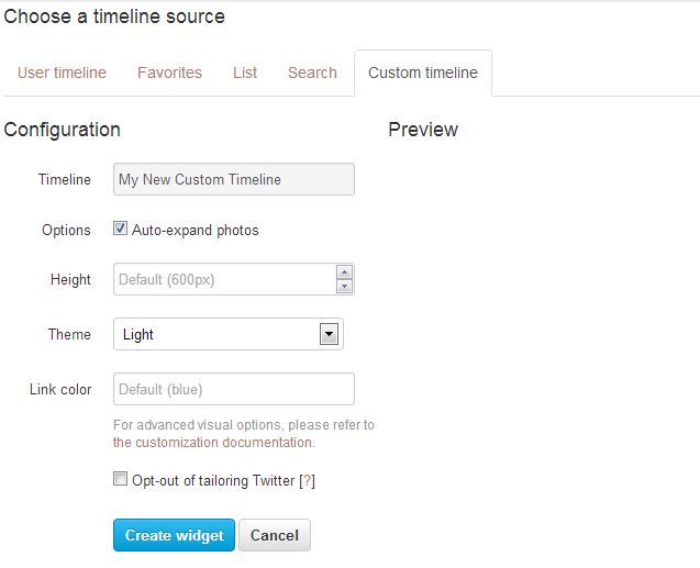 embed custom timeline twitter