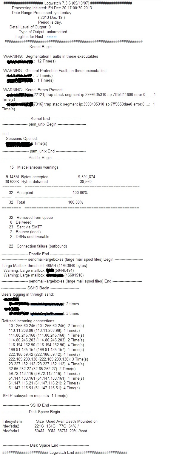 LogWatch daily report