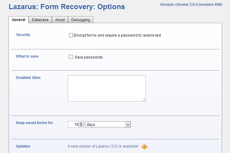 lazarus extension settings