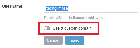 Custom domain settings Tumblr