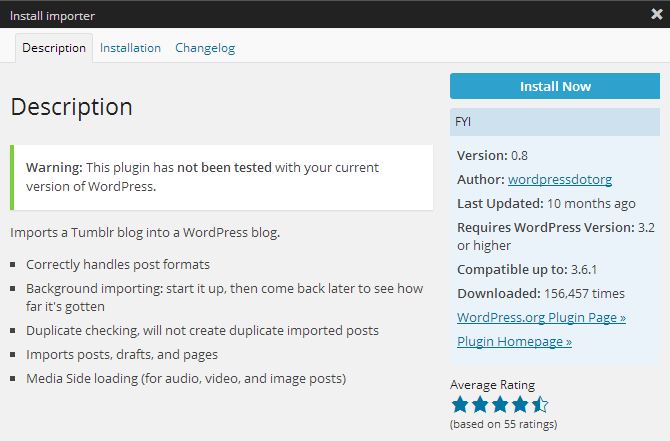 Install Tumblr Importer Plugin - WordPress