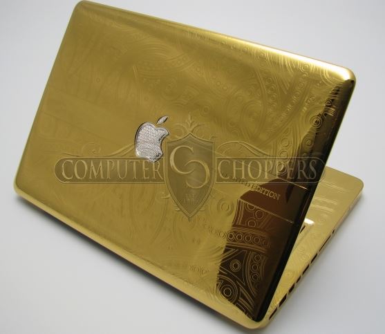 costly gold macbook diamond