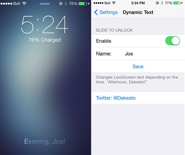 dynamictext tweak ios7 cydia