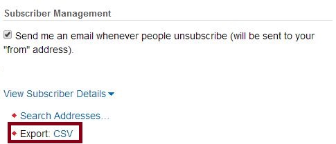 Export subscriber emails csv