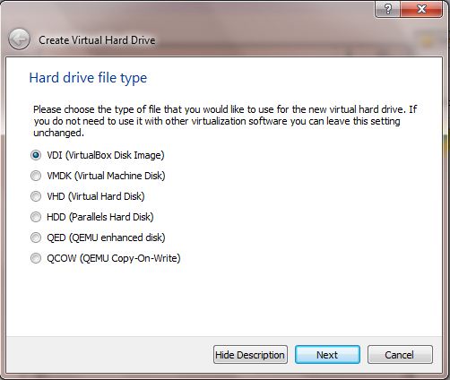 VirtualBox hard disk