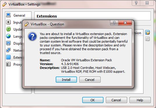 VirtualBox extension support