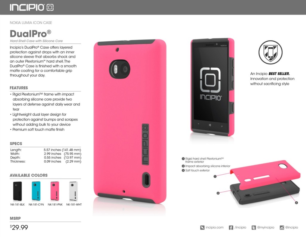 Lumia Icon wearing the Incipio case