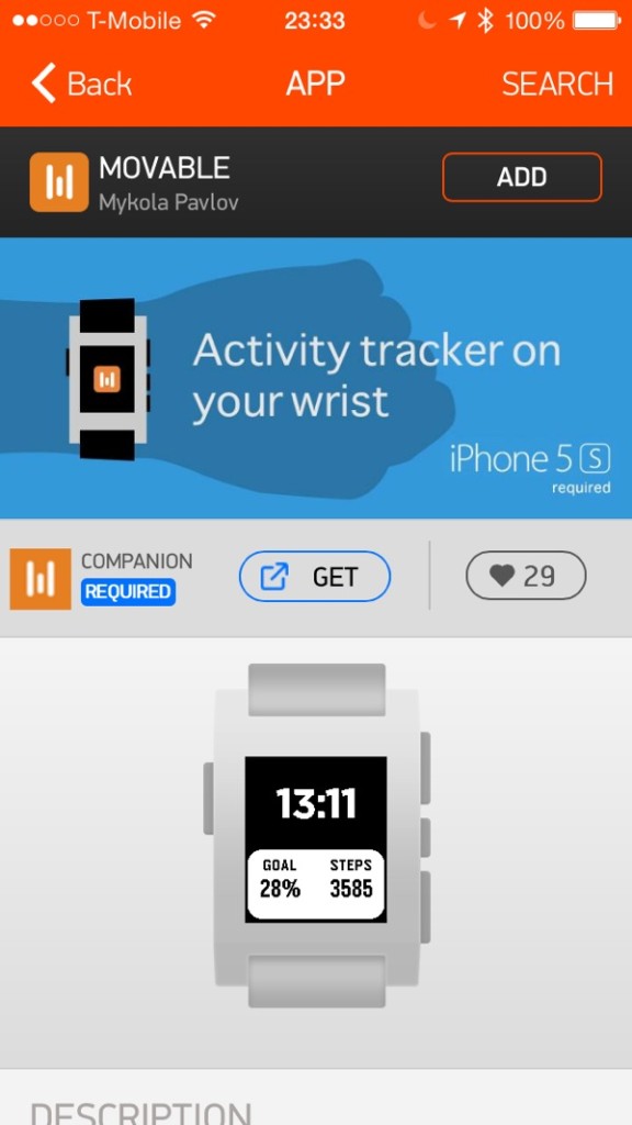 movable app for pebble